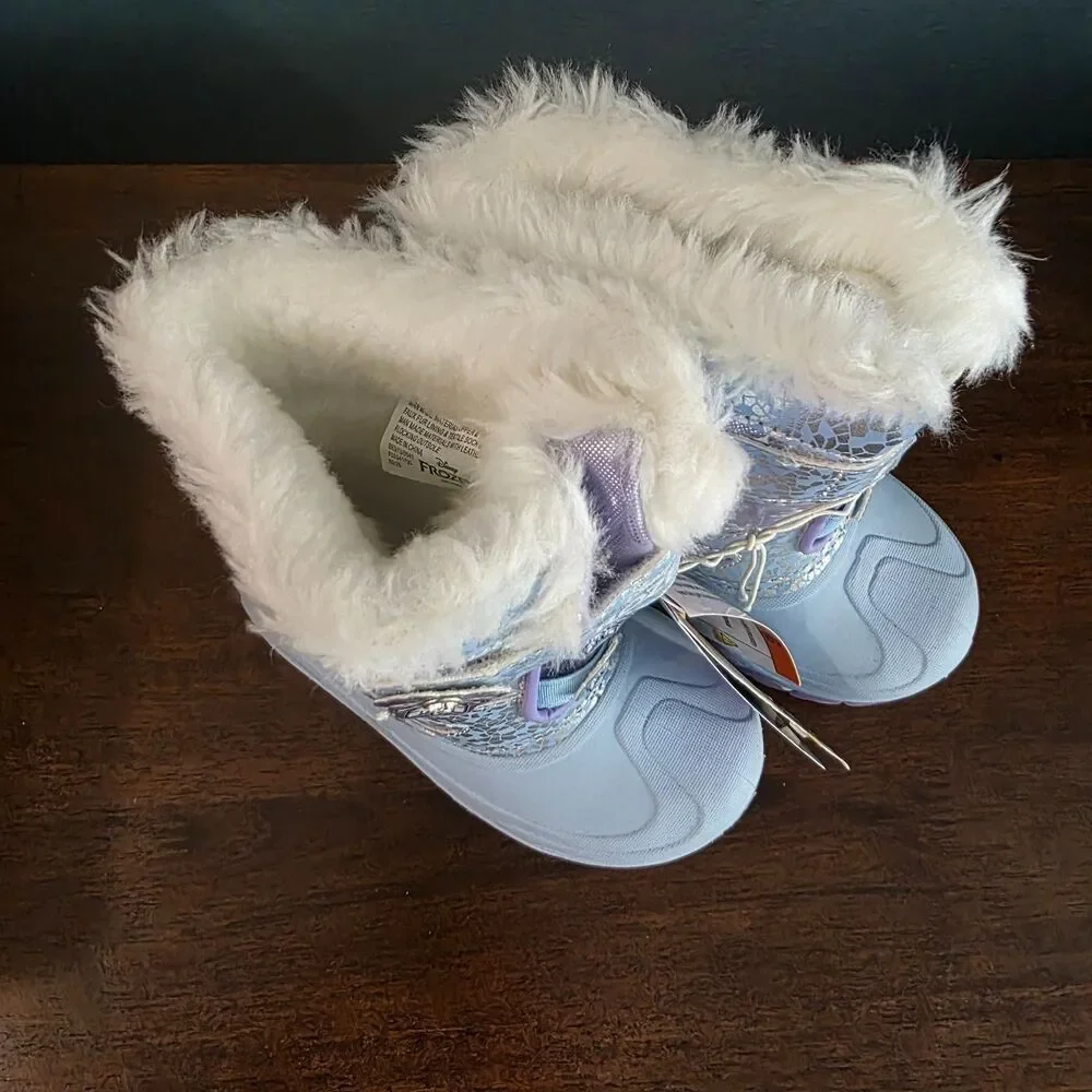 Girls Frozen Disney Winter Boots LIGHT UP Toddler Sz 8 Olaf Anna Elsa NWT